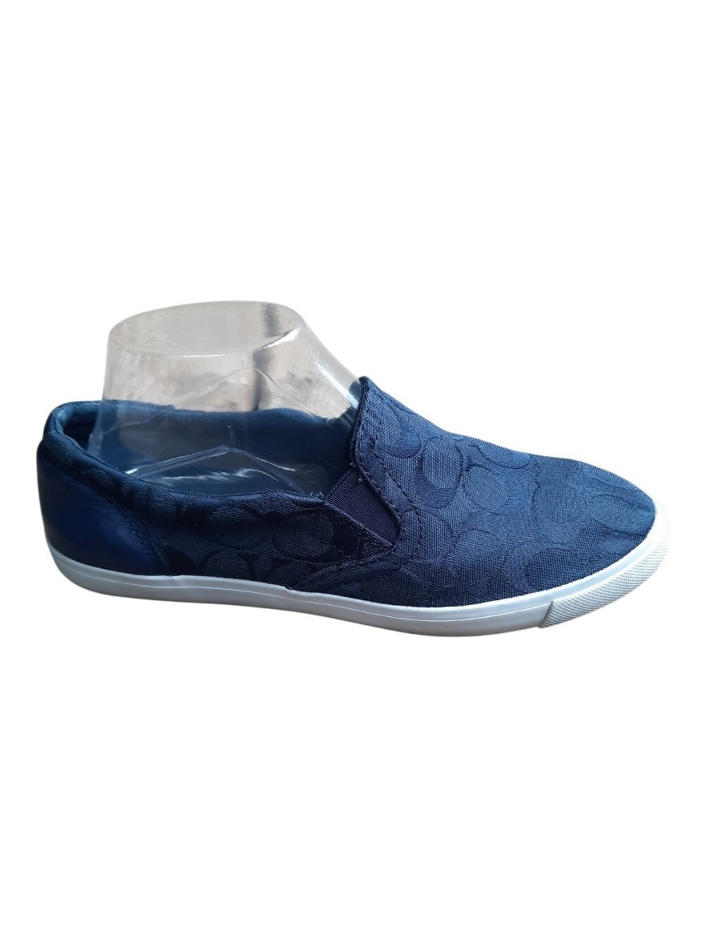 Coach Alegra Signature Jacquard Slip-on Navy Monogram Pattern Sneakers Size 8.5